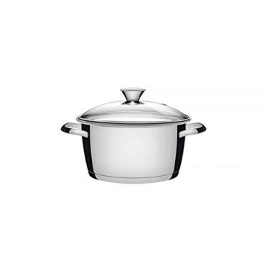 Imagem de Caçarola Funda com Fundo Triplo e Tampa de Vidro Tramontina Inox 18Cm, ALLEGRA