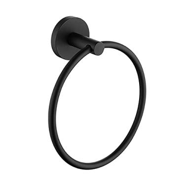 Imagem de Toalheiro preto fosco ganchos de banheiro conjunto de ferragens barra de toalha sabonete anel de toalha de prato escova higiênico suporte de papel acessórios de banheiro, anel de toalha