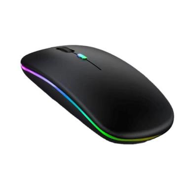 Imagem de Mouse sem fio recarregável com led rgb colorido ergonômico usb 2.4g - 
