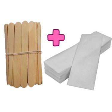 Imagem de 100 Palito de Depilação + Papel Depilatório falso tnt 100un - Liz Prod