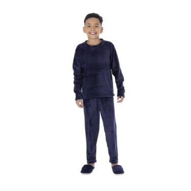 Imagem de Conjunto De Dormir De Frio Victory Soft Infantil Liso Menino, 4, Marin