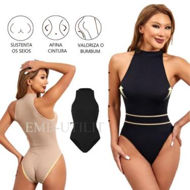 Imagem de Cinta Body Modelador Afina Cintura Collant Gola Alta Elástico Realça C