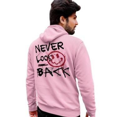 Imagem de Blusa Moletom Estampado Masculino em Algodão 30.1 Never Look Back Smil