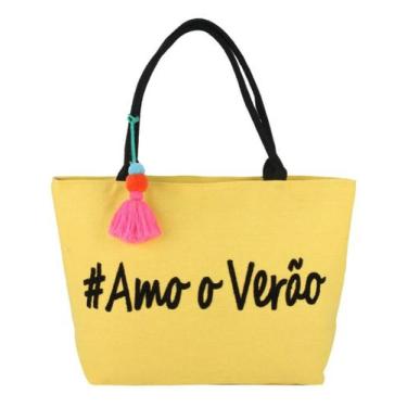 Imagem de Bolsa Ombro Feminina Praia Piscina Compra Feira Grande - Alwy, Amarelo