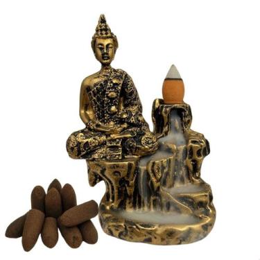 Imagem de Incensário Cascata buda Hindu Meditando + 10 Incensos - Grupo Stillo D