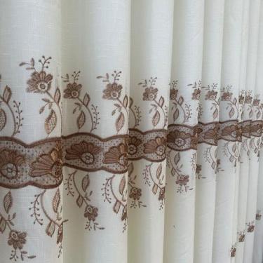 Imagem de Cortina Alto Padrão De Voil Linho Bordado Guipir SEM FORRO 4,00x2,60 -