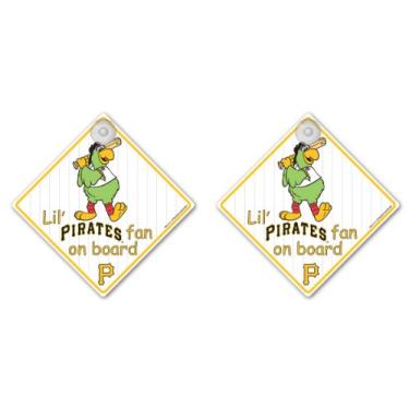 Imagem de Placas MLB Pittsburgh Pirates Lil Fan on Board, pacote com 2