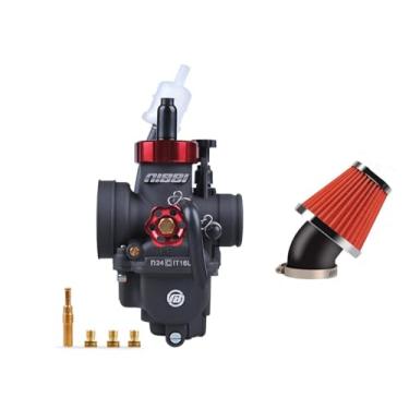 Imagem de nibbi Carburador PE24 Filtro de ar de 48 mm adequado para motor de motocicleta 100cc125cc com jatos de carburador para Dirt Pit Bike Mini Bike Motocross GY6 (PE24)