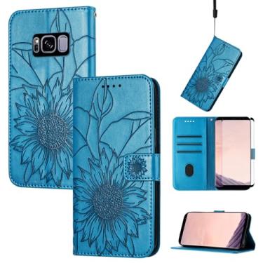 Imagem de Asuwish Capa de telefone para Samsung Galaxy S8 Plus com protetor de tela e padrão floral, carteira de couro, suporte de cartão, acessórios para celular S8plus S 8 8plus 8S Edge S8+ SM-G955U feminino