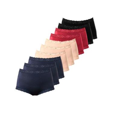 Imagem de Kit com 10 Calcinhas Alta Safira Demillus 57330 Colorido, Vermelho, EG