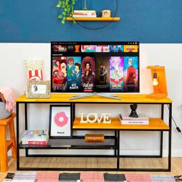 Imagem de Rack de TV Style Industrial de Ferro e Madeira Carvalho e Preto - ArtF