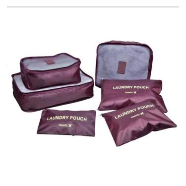 Imagem de Kit organizador para malas de poliéster 6 peças - Amigold, Vinho