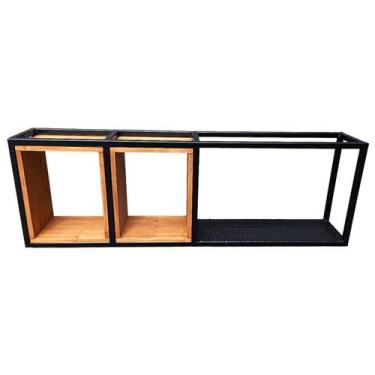 Imagem de Nicho Multiuso de Parede Modelo Industrial Madeira e Ferro - Loja do C