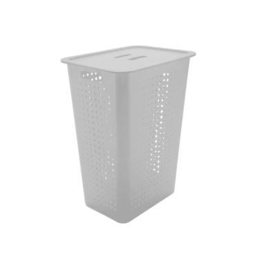 Imagem de Caixa Organizadora Cesta De Roupas Com Tampa 47 L Preto Ou