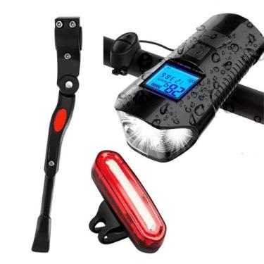 Imagem de Farol de Bike Velocímetro Digital Com Lanterna e Buzina + Sinalizador 