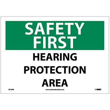 Imagem de National Marker SF53PB Placa "Safety First, Hearing Protection Area", vinil PS, 25,4 cm x 35,5 cm
