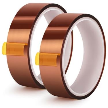 Imagem de Billbotk Fita resistente ao calor de 20 mm para sublimação, fita de transferência de calor para prensa térmica, fita térmica sem resíduos para sublimação, prensa térmica HTV (marrom)