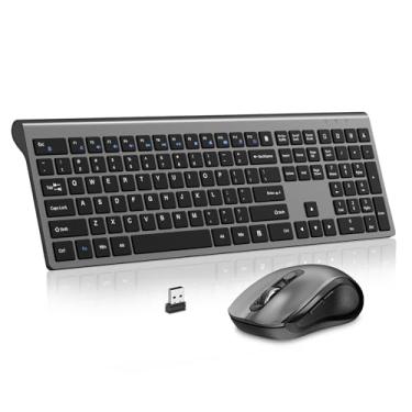 Imagem de Combo de teclado e mouse sem fio, Acozykitten 2,4 G USB de tamanho completo, teclado de computador sem fio e mouse ajustável, interruptor de tesoura, trava Fn, para laptop, PC, Chromebook e Windows