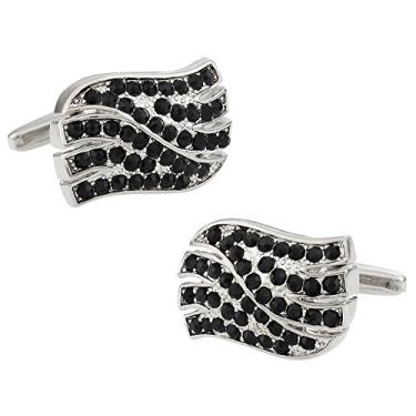Imagem de Abotoaduras de onda de cristal preto com caixa de apresentação Cuff-Daddy Jet