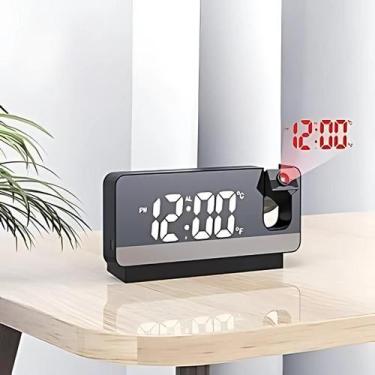 Imagem de Relógio Digital Espelhado Projetor Horas Bivolt Ajuste Brilho LED - ME