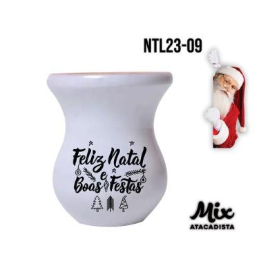 Imagem de Cuia de Madeira Branca Personalizada Natal - Mix Atacadista, Branca 09