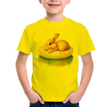Imagem de Camiseta Infantil Coelhinho Relaxando Na Piscina  - Foca na Moda, Amar