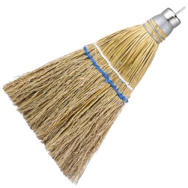 Imagem de Suclain 1 vassoura de batedor de 30,5 cm, mini vassoura de palha de milho, cabo curto, com cabide de metal, Dia das Bruxas, para varrer várias superfícies, escova de mão pequena para varanda de carro