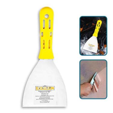 Imagem de Espátula de Aço Inox Evolution Cabo Amarelo Vários Tamanhos Aplicação 