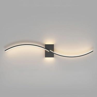 Imagem de GZZBMY Luzes de parede LED para quarto interior acrílico moderno luminária de parede criativa faixa longa minimalista alumínio linear arandelas de parede para cabeceira corredor sala de estar (luz