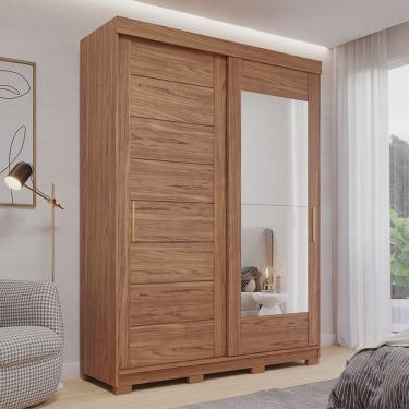 Imagem de Guarda-roupa Solteiro 3 Portas de Correr 3 Gavetas com Espelhos 100% Mdf Dubai Espresso Móveis