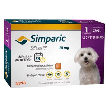 Imagem de Antipulgas Zoetis Simparic 10 Mg Para Cães 2,6 A 5 Kg