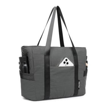 Imagem de MOYAQI Bolsa de ginástica feminina com zíper, bolsa de trabalho de enfermeira com compartimentos, bolsa feminina de ioga de praia para esportes, viagens (cinza), Verde, Large