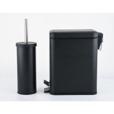 Imagem de Kit Lixeira 5 Litros E Escova Sanitaria Preta - Just Home Collection