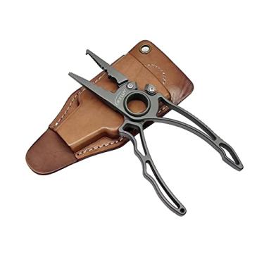 Imagem de RXLUY Alicate de pesca de titânio, alicate de água salgada premium com corda de mola e bainha de couro, removedor de gancho de anel dividido nunca enferruja, cortadores de tungstênio, kit de