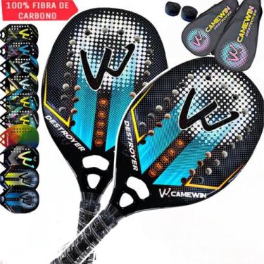 Imagem de Kit 2 Raquetes Beach Tennis Camewin 100% Fibra De Carbono 3K