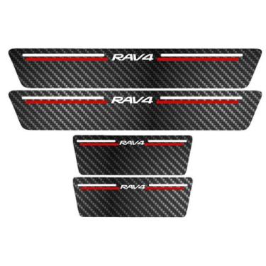 Imagem de Kit Soleira Protetora Porta Premium Red Fibra Carbono Rav4  - Jhow Ade
