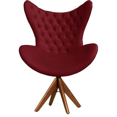Imagem de Cadeira Decorativa Com Capitonê Big Egg Bordô Giratória Madeira