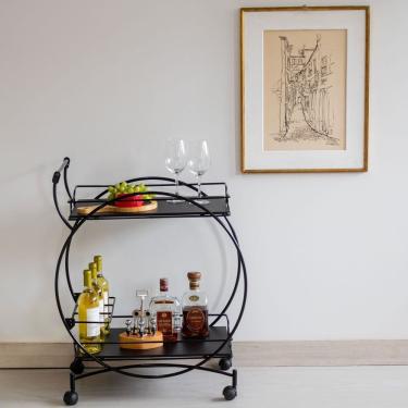 Imagem de Carrinho Bar Decorativo Vintage Preto-preto