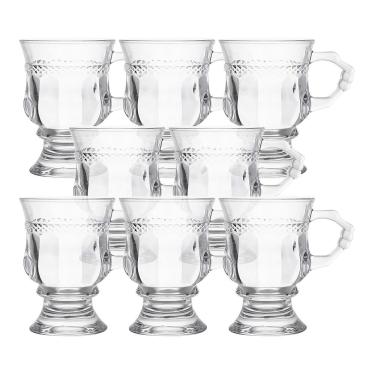 Imagem de Jogo 8 Caneca De Café 117ml Hanover Vidro Cristalino Transparente Xícara Em Casa Tem
