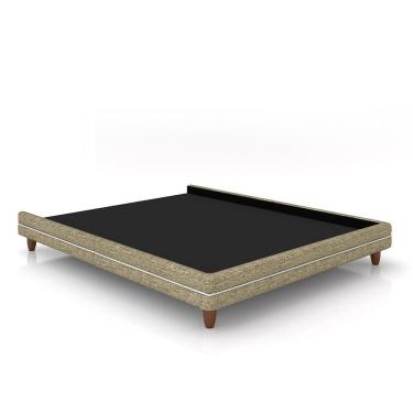 Imagem de Cama Avulsa Para Colchão Queen Torres Pés Em Madeira Linho Bege G91 - Gran Belo