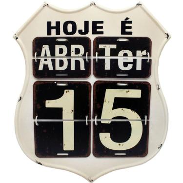 Imagem de Calendário Americano Route Em Metal Branco Vintage Flip 40cm