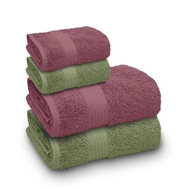 Imagem de Jogo De Toalha Banhão Indiana Intense 100% Algodão 4 Peças Gramatura 600 Alecrim/orquídea