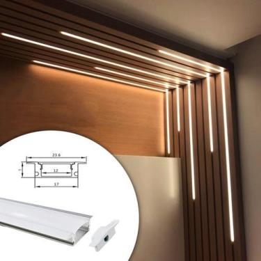 Imagem de 2 Metros Perfil Alumínio Embutir Iluminação De Led Design Interiores -
