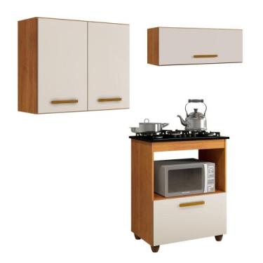 Imagem de Conjunto Balcão Cooktop 5 Bocas com Nicho 1 Porta Basculante e 2 Armár