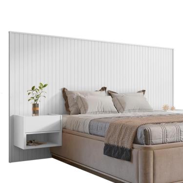 Imagem de Cabeceira Florença Casal E Queen Com 2 Mesas De Cabeceira Branco Branco