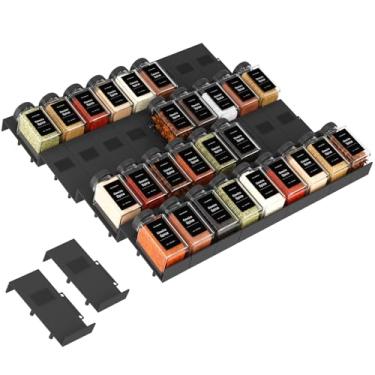 Imagem de Famhap Organizador de gaveta de especiarias, 36 peças de inserção de bandeja de rack de tempero expansível intertravada para gavetas de cozinha, gaveta de rack de especiarias para potes de e