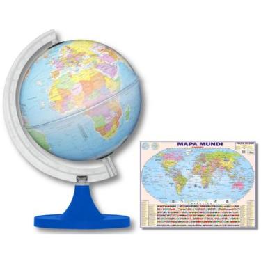 Imagem de Globo Terrestre Político Luminoso 21cm Diâmetro + Mapa Mundi Gigante -