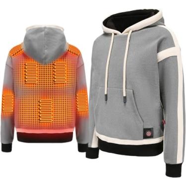Imagem de Moletom Com Capuz Aquecido Sem Bateria Casaco Aquecido Elétrico Moletom Aquecido Usb Mulheres Homens Hoodies Pulôver Casaco Quente De Inverno Com 9 Zonas De Aquecimento Para Atividades Ao A