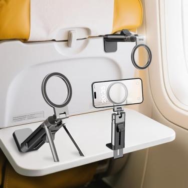 Imagem de YAGHVEO Suporte de telefone de avião, suporte de 360° ajustável, mãos livres, suporte de aeroporto viva-voz, essencial para mulher e homem, compatível com iPhone 16 15 14 Pro Max Series