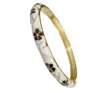 Imagem de Only My Live Home Pulseira de flor cloisonne chinesa feita à mão com punho articulado pulseiras finas esmaltadas para pulsos pequenos acessórios femininos joias presentes, inner Diameter 2.25 inch